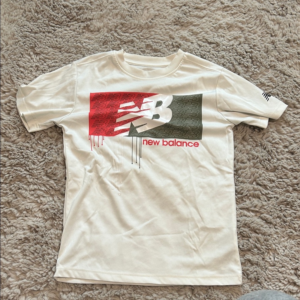 New Balance Cream T-Shirt with Red and Green Graphic